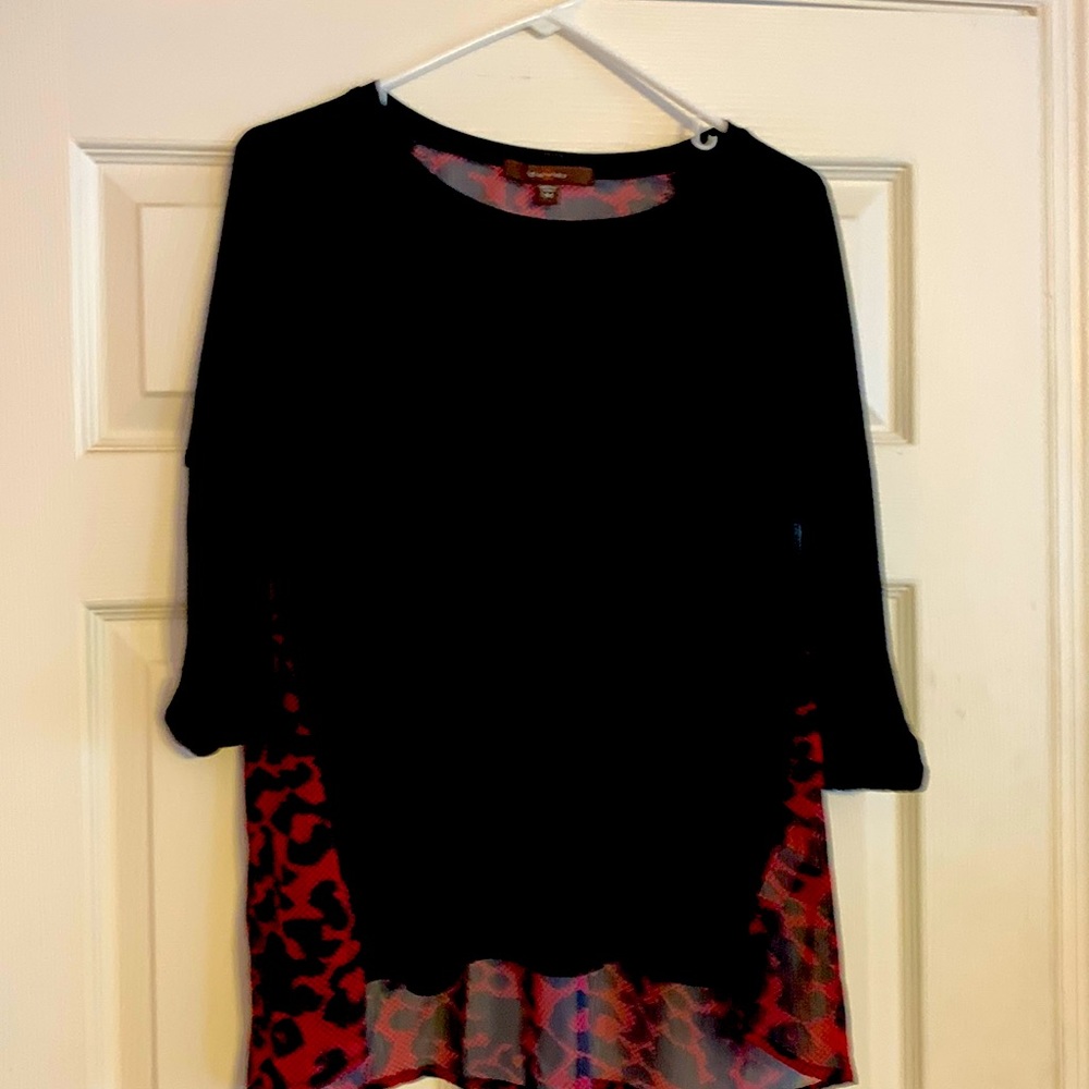 Fever black blouse with printed back